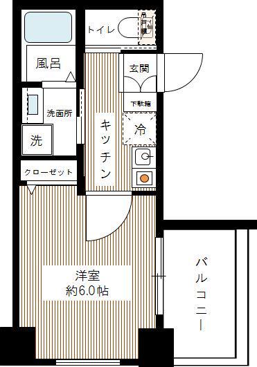 ルクシェール武蔵新田(1K/2階)の間取り写真