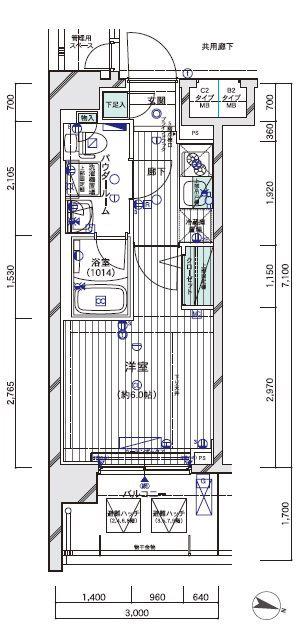 メインステージ川崎ウエスト(1K/6階)の間取り写真
