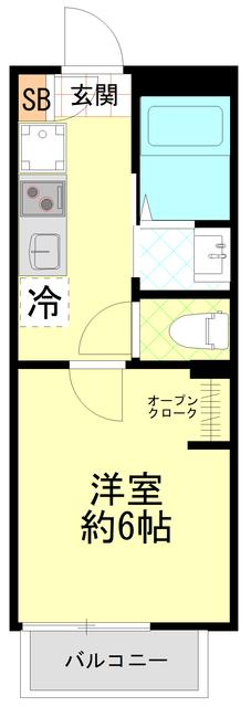 ラテ横浜(1K/2階)の間取り写真
