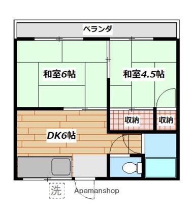 第一新栄荘(2DK/1階)の間取り写真
