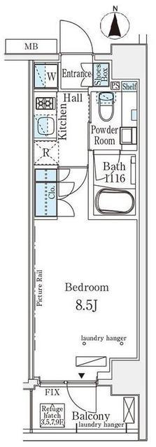 GLACIER大森(1K/8階)の間取り写真