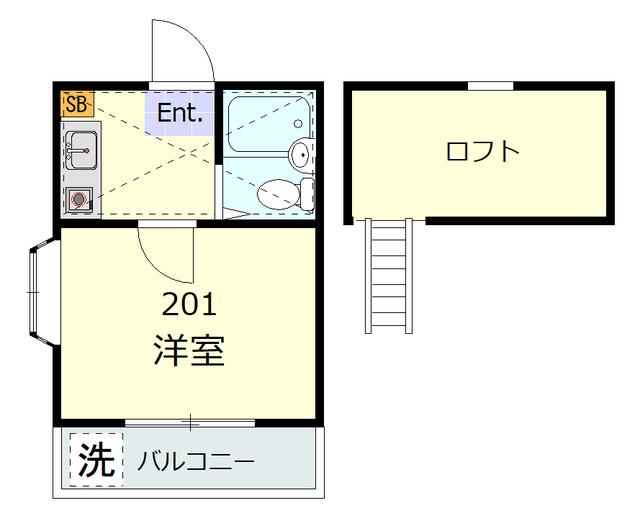 レジデンス西柴(1K/2階)の間取り写真