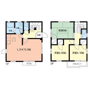 根岸線 洋光台駅 徒歩13分 2階建 築37年(3LDK)の間取り写真