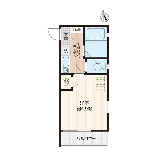 G・Aヒルズ妙蓮寺B棟(1K/2階)の間取り写真