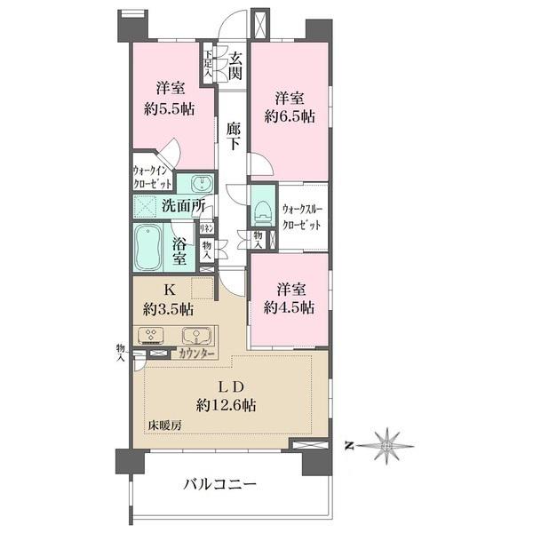 ザ・パークハウス上麻生(3LDK/6階)の間取り写真