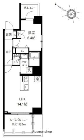 AKUA北品川(1LDK/4階)の間取り写真