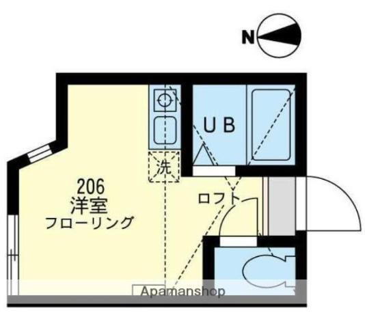 ユネイト根岸アルメリアの杜(ワンルーム/2階)の間取り写真