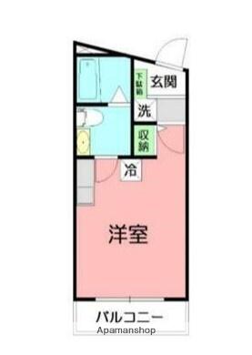 DEN鷹取Ⅱ(ワンルーム/1階)の間取り写真