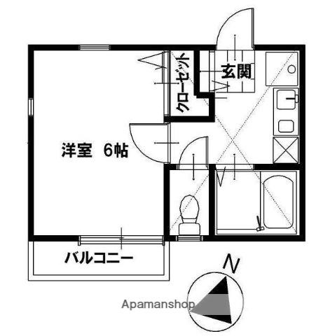 TARA天神(1K/2階)の間取り写真