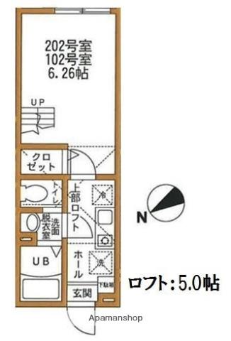 ハーミットクラブハウス ル・シェル(1K/1階)の間取り写真