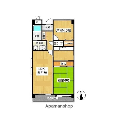 セントラーレ鳥が丘(2LDK/4階)の間取り写真