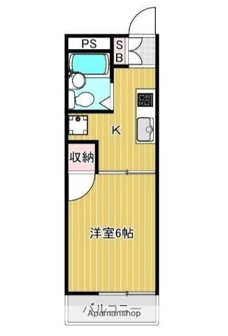 富岡ハイツ(1K/2階)の間取り写真
