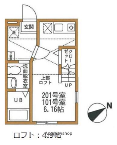 ハーミットクラブハウス常盤公園(ワンルーム/1階)の間取り写真