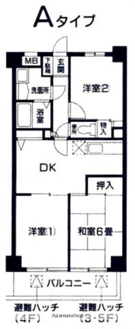 グリーンハイツ室橋(3LDK/3階)の間取り写真