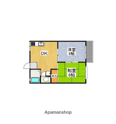 グリーンパーク根岸A棟(2DK/2階)の間取り写真