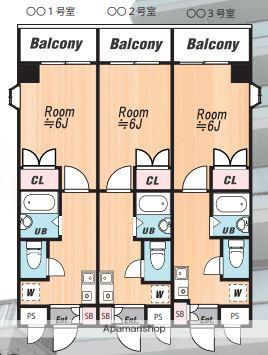 アーバンハイツ1(1K/8階)の間取り写真