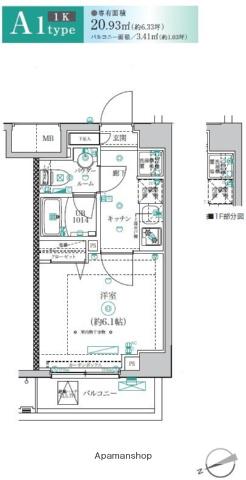 RELUXIA横濱弘明寺(1K/2階)の間取り写真