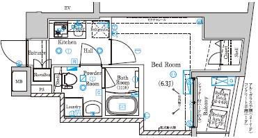 ラフィスタ横浜黄金町(1K/5階)の間取り写真