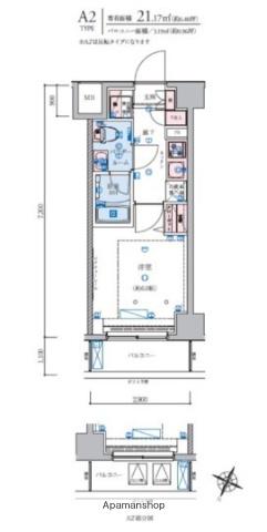 リヴシティ横濱石川町(1K/3階)の間取り写真