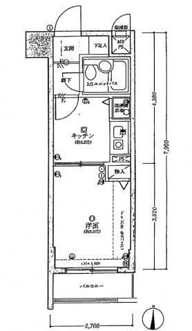 ライオンズプラザ川崎Ⅱ(1K/2階)の間取り写真