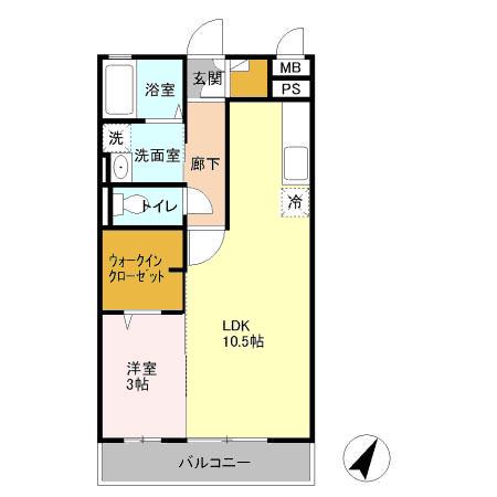 コート権太坂(1LDK/2階)の間取り写真
