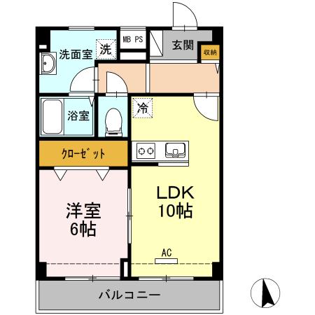 パストラル湘南(1LDK/4階)の間取り写真