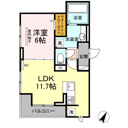 プランハイライズ 居住用(1LDK/3階)の間取り写真