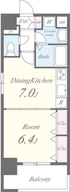 センプレフェリーチェ(1DK/6階)の間取り写真