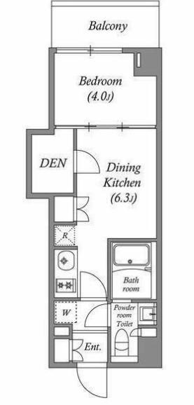 ラクレイス横濱関内(1DK/6階)の間取り写真