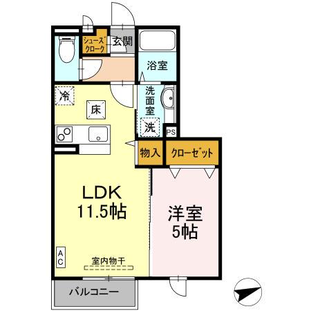 ウエストバード(1LDK/1階)の間取り写真
