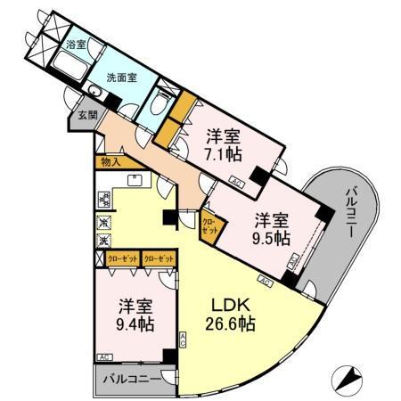 モニュメント・スクウェア弐番館 1階階 間取り