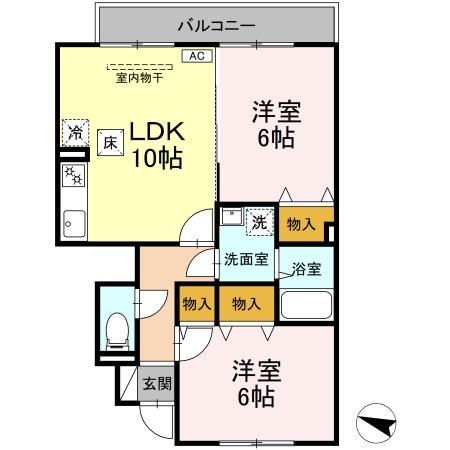 ラマージュ III(2LDK/1階)の間取り写真
