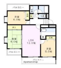 サンコートあかね台(3LDK/4階)の間取り写真