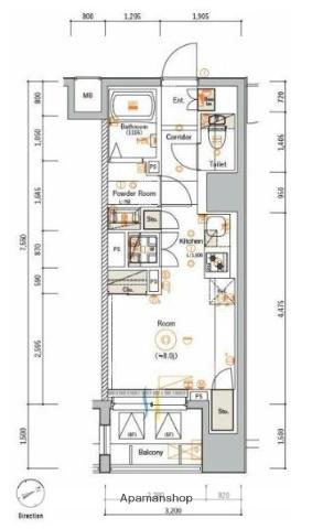 SYLA SAKURAGICHO(ワンルーム/8階)の間取り写真
