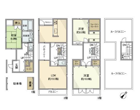 東海道本線 横浜駅 徒歩12分 3階建 築24年(3LDK)の間取り写真