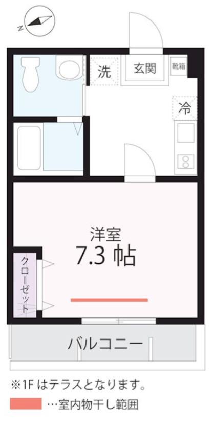 ハーミットクラブハウス衣笠ⅡA棟(1K/3階)の間取り写真