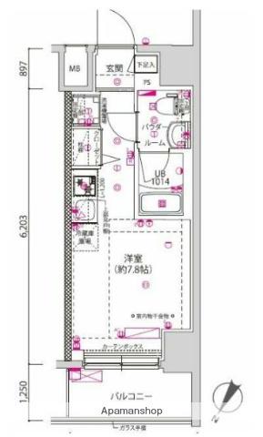 クラリッサ横浜シエル(ワンルーム/3階)の間取り写真