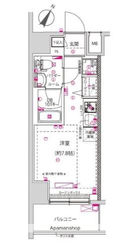 クラリッサ横浜シエル(ワンルーム/2階)の間取り写真
