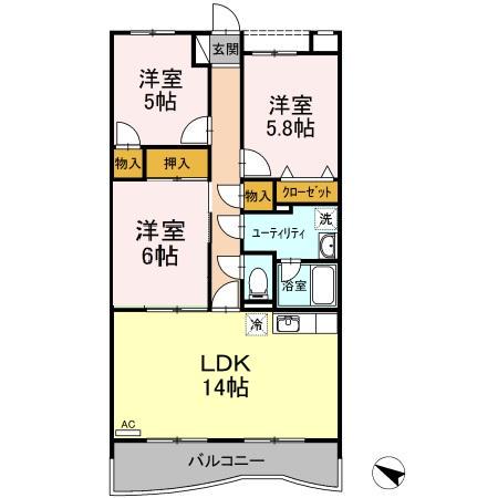 SAYSHELL(3LDK/3階)の間取り写真