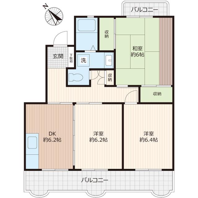 ラ・ポール田中(3DK/3階)の間取り写真