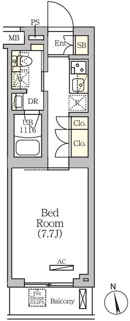 ARKMARK南品川(1K/5階)の間取り写真