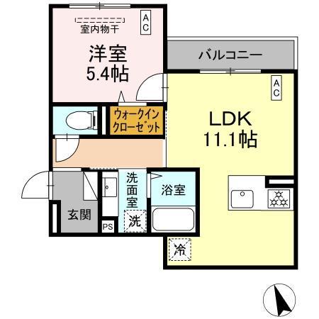 シェーンブルーメ横浜(1LDK/3階)の間取り写真
