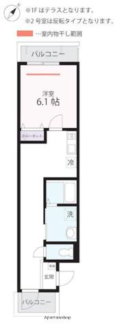 ハーミットクラブハウスSHINY(1K/2階)の間取り写真