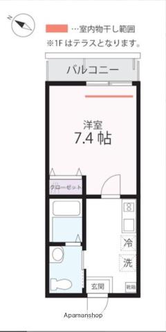 ハーミットクラブハウス浅間台B(1K/1階)の間取り写真