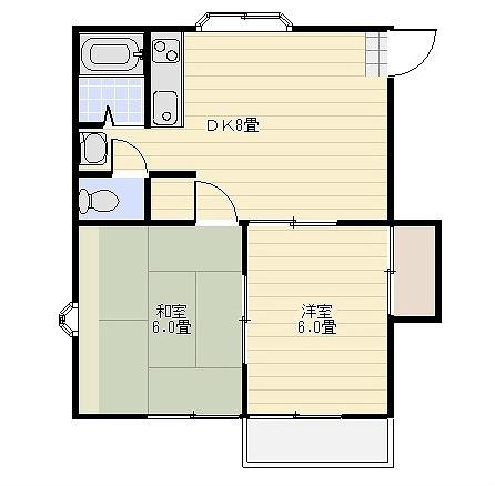 サンクレフォート(2DK/2階)の間取り写真