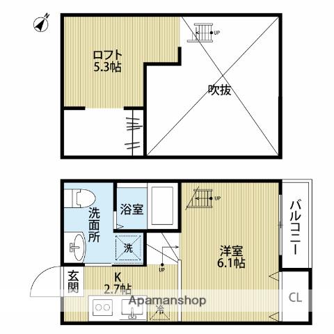 エスペランサ東淵野辺(1K/1階)の間取り写真