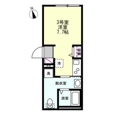 ベイルーム本厚木NORTE(ワンルーム/2階)の間取り写真