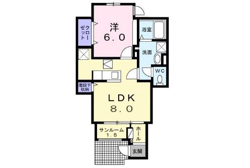 シャンブル湘南(3DK/1階)の間取り写真