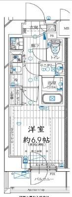 REGALIZ溝の口(1K/4階)の間取り写真