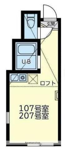 ユナイトNOBAヘーゼルナッツ(ワンルーム/2階)の間取り写真